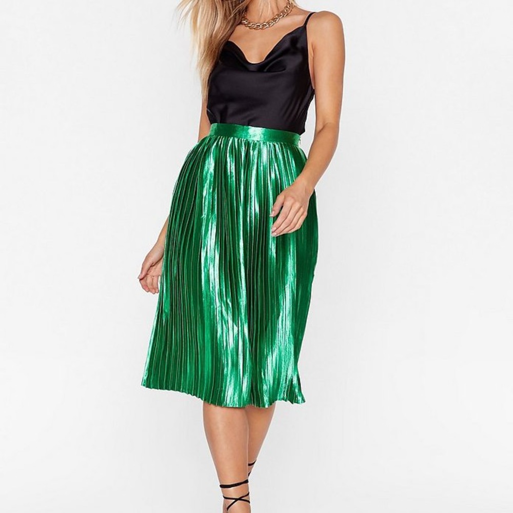 Nasty Gal Green Pleated Skirt